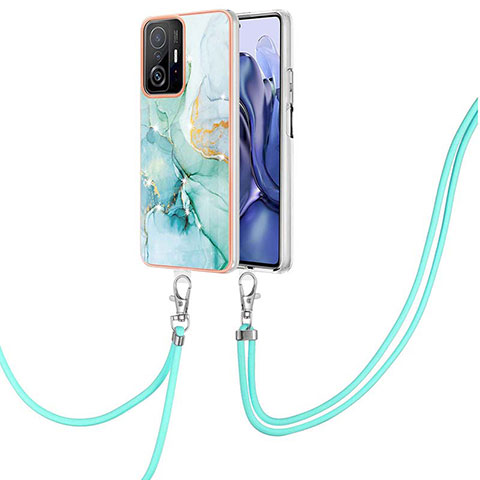 Funda Silicona Gel Goma Patron de Moda Carcasa con Acollador Cordon Lanyard Y05B para Xiaomi Mi 11T 5G Verde