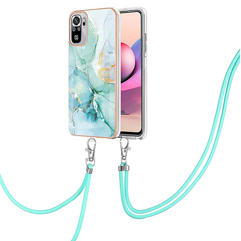 Funda Silicona Gel Goma Patron de Moda Carcasa con Acollador Cordon Lanyard Y05B para Xiaomi Poco M5S Verde