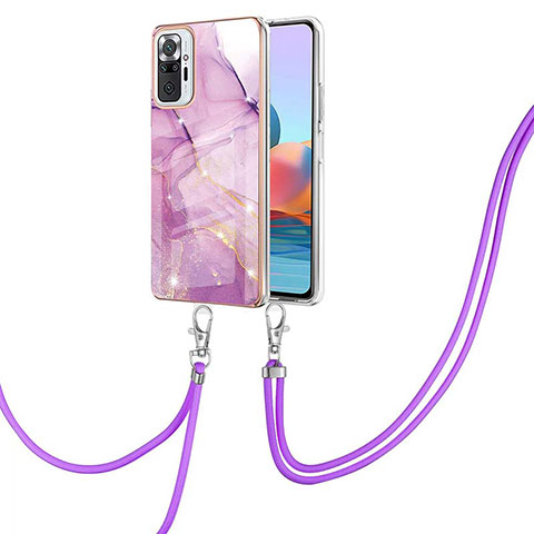 Funda Silicona Gel Goma Patron de Moda Carcasa con Acollador Cordon Lanyard Y05B para Xiaomi Redmi Note 10 Pro 4G Purpura Claro