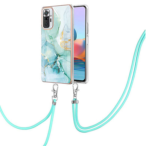 Funda Silicona Gel Goma Patron de Moda Carcasa con Acollador Cordon Lanyard Y05B para Xiaomi Redmi Note 10 Pro Max Verde