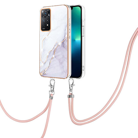 Funda Silicona Gel Goma Patron de Moda Carcasa con Acollador Cordon Lanyard Y05B para Xiaomi Redmi Note 11 4G (2022) Blanco