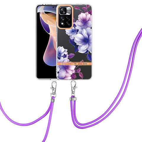 Funda Silicona Gel Goma Patron de Moda Carcasa con Acollador Cordon Lanyard Y06B para Xiaomi Mi 11i 5G (2022) Morado