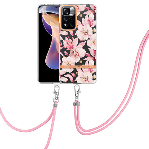 Funda Silicona Gel Goma Patron de Moda Carcasa con Acollador Cordon Lanyard Y06B para Xiaomi Mi 11i 5G (2022) Rosa