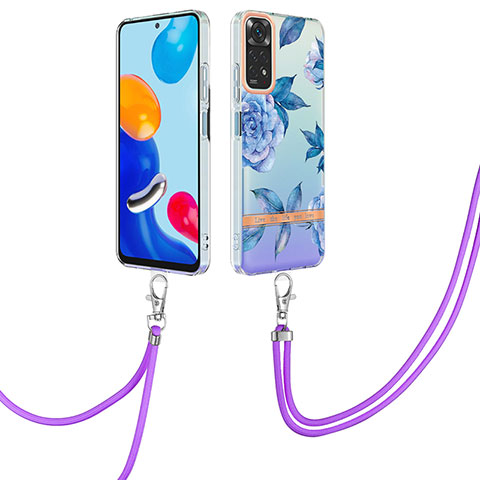 Funda Silicona Gel Goma Patron de Moda Carcasa con Acollador Cordon Lanyard Y06B para Xiaomi Redmi Note 11 4G (2022) Azul