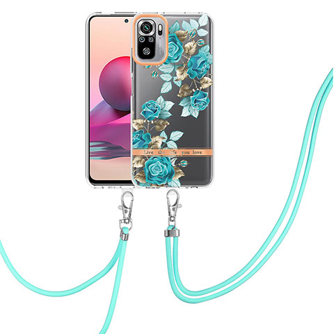 Funda Silicona Gel Goma Patron de Moda Carcasa con Acollador Cordon Lanyard Y06B para Xiaomi Redmi Note 11 SE India 4G Cian