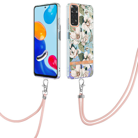 Funda Silicona Gel Goma Patron de Moda Carcasa con Acollador Cordon Lanyard Y06B para Xiaomi Redmi Note 11S 4G Blanco