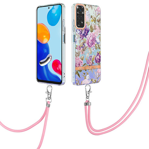 Funda Silicona Gel Goma Patron de Moda Carcasa con Acollador Cordon Lanyard Y06B para Xiaomi Redmi Note 11S 4G Purpura Claro