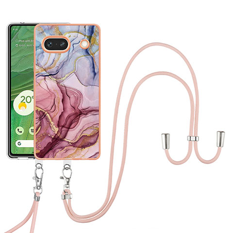 Funda Silicona Gel Goma Patron de Moda Carcasa con Acollador Cordon Lanyard Y07B para Google Pixel 7a 5G Multicolor