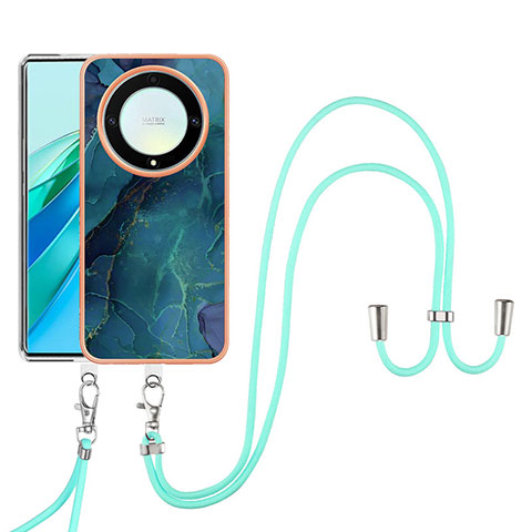 Funda Silicona Gel Goma Patron de Moda Carcasa con Acollador Cordon Lanyard Y07B para Huawei Honor Magic5 Lite 5G Verde