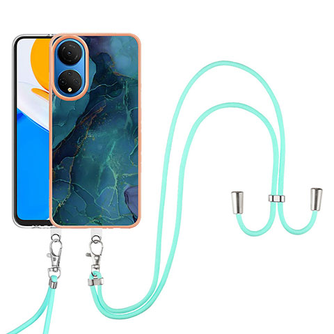 Funda Silicona Gel Goma Patron de Moda Carcasa con Acollador Cordon Lanyard Y07B para Huawei Honor X7 Verde