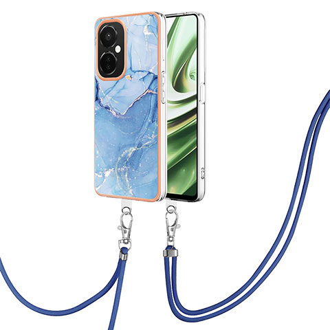 Funda Silicona Gel Goma Patron de Moda Carcasa con Acollador Cordon Lanyard Y07B para OnePlus Nord CE 3 5G Azul