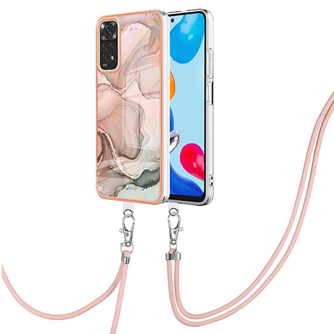 Funda Silicona Gel Goma Patron de Moda Carcasa con Acollador Cordon Lanyard YB1 para Xiaomi Redmi Note 11 4G (2022) Rosa