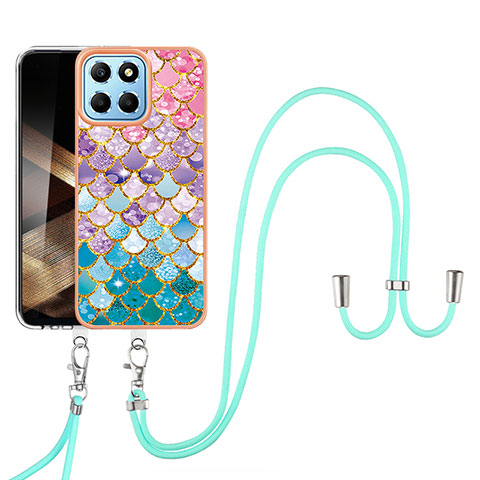 Funda Silicona Gel Goma Patron de Moda Carcasa con Acollador Cordon Lanyard YB3 para Huawei Honor X8b Vistoso