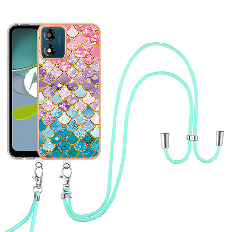 Funda Silicona Gel Goma Patron de Moda Carcasa con Acollador Cordon Lanyard YB3 para Motorola Moto E13 Vistoso