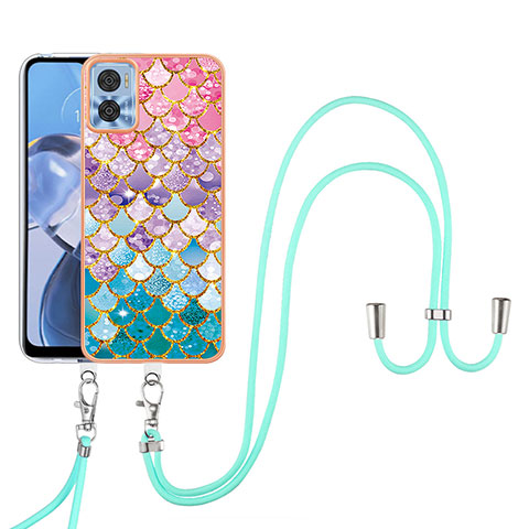 Funda Silicona Gel Goma Patron de Moda Carcasa con Acollador Cordon Lanyard YB3 para Motorola Moto E22 Vistoso