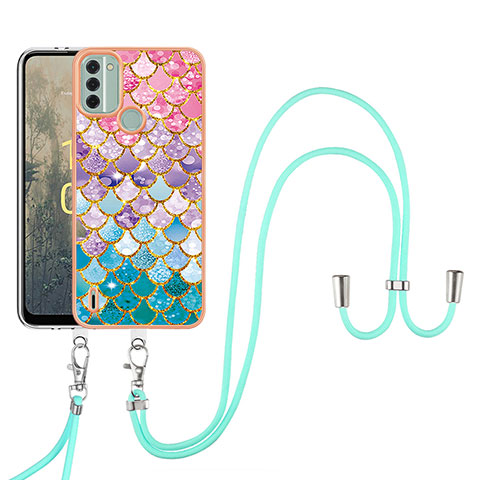 Funda Silicona Gel Goma Patron de Moda Carcasa con Acollador Cordon Lanyard YB3 para Nokia C31 Vistoso