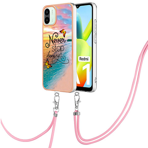 Funda Silicona Gel Goma Patron de Moda Carcasa con Acollador Cordon Lanyard YB3 para Xiaomi Poco C50 Multicolor