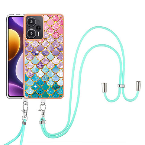 Funda Silicona Gel Goma Patron de Moda Carcasa con Acollador Cordon Lanyard YB3 para Xiaomi Poco F5 5G Vistoso