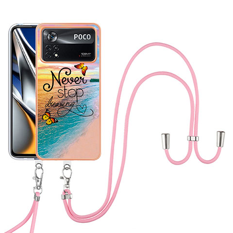 Funda Silicona Gel Goma Patron de Moda Carcasa con Acollador Cordon Lanyard YB3 para Xiaomi Poco X4 Pro 5G Multicolor