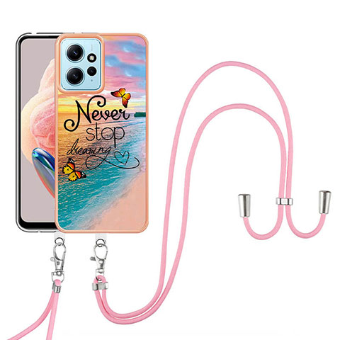 Funda Silicona Gel Goma Patron de Moda Carcasa con Acollador Cordon Lanyard YB3 para Xiaomi Redmi Note 12 4G Multicolor