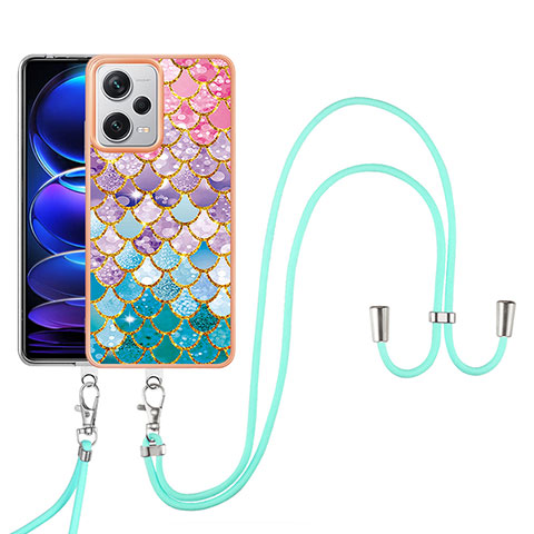 Funda Silicona Gel Goma Patron de Moda Carcasa con Acollador Cordon Lanyard YB3 para Xiaomi Redmi Note 12 Explorer Vistoso