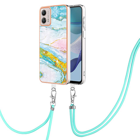 Funda Silicona Gel Goma Patron de Moda Carcasa con Acollador Cordon Lanyard YB5 para Motorola Moto G53y 5G Vistoso