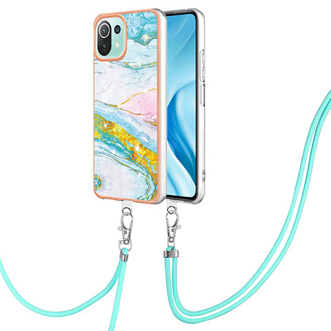 Funda Silicona Gel Goma Patron de Moda Carcasa con Acollador Cordon Lanyard YB5 para Xiaomi Mi 11 Lite 5G NE Vistoso