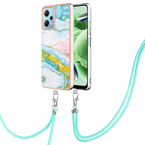 Funda Silicona Gel Goma Patron de Moda Carcasa con Acollador Cordon Lanyard YB5 para Xiaomi Redmi Note 12 5G Vistoso