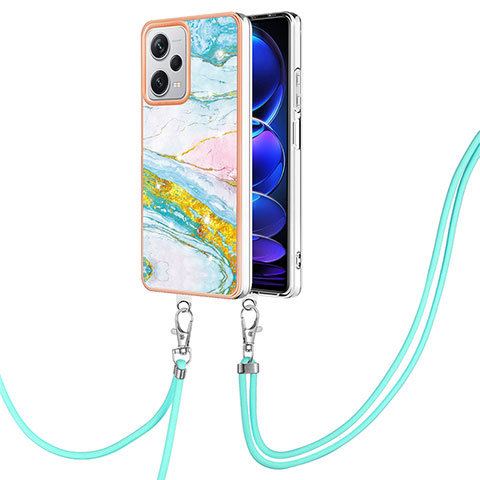 Funda Silicona Gel Goma Patron de Moda Carcasa con Acollador Cordon Lanyard YB5 para Xiaomi Redmi Note 12 Explorer Vistoso