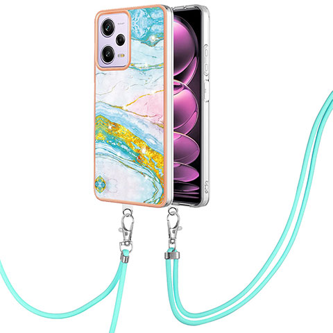 Funda Silicona Gel Goma Patron de Moda Carcasa con Acollador Cordon Lanyard YB5 para Xiaomi Redmi Note 12 Pro 5G Vistoso