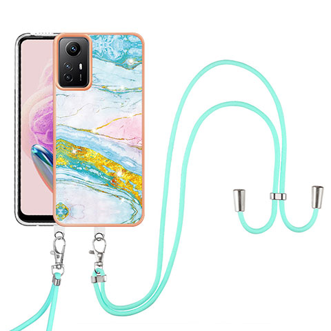 Funda Silicona Gel Goma Patron de Moda Carcasa con Acollador Cordon Lanyard YB5 para Xiaomi Redmi Note 12S Vistoso