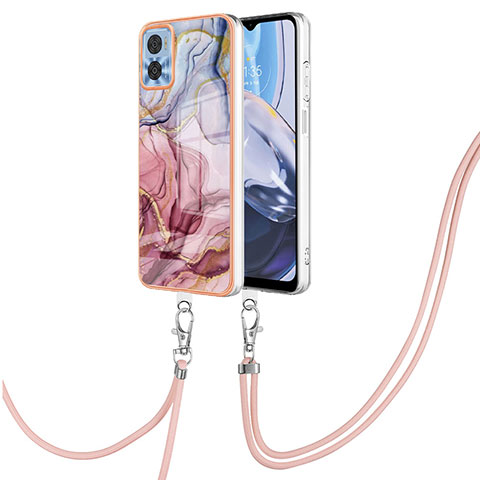 Funda Silicona Gel Goma Patron de Moda Carcasa con Acollador Cordon Lanyard YB7 para Motorola Moto E22i Multicolor