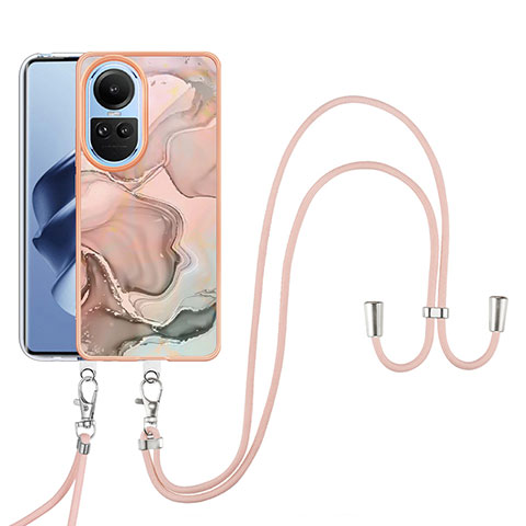 Funda Silicona Gel Goma Patron de Moda Carcasa con Acollador Cordon Lanyard YB7 para Oppo Reno10 Pro 5G Multicolor