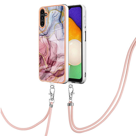 Funda Silicona Gel Goma Patron de Moda Carcasa con Acollador Cordon Lanyard YB7 para Samsung Galaxy A04s Multicolor