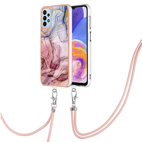 Funda Silicona Gel Goma Patron de Moda Carcasa con Acollador Cordon Lanyard YB7 para Samsung Galaxy A13 4G Multicolor