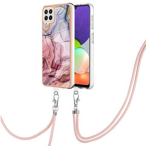 Funda Silicona Gel Goma Patron de Moda Carcasa con Acollador Cordon Lanyard YB7 para Samsung Galaxy A22 4G Multicolor