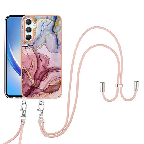 Funda Silicona Gel Goma Patron de Moda Carcasa con Acollador Cordon Lanyard YB7 para Samsung Galaxy A24 4G Multicolor