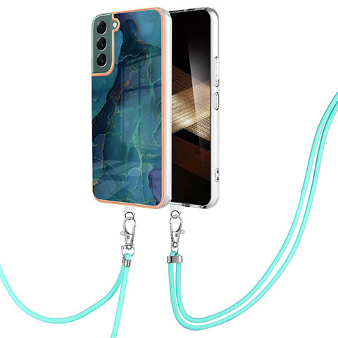 Funda Silicona Gel Goma Patron de Moda Carcasa con Acollador Cordon Lanyard YB7 para Samsung Galaxy S24 Plus 5G Verde