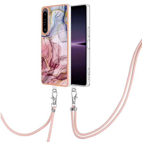 Funda Silicona Gel Goma Patron de Moda Carcasa con Acollador Cordon Lanyard YB7 para Sony Xperia 1 IV Multicolor