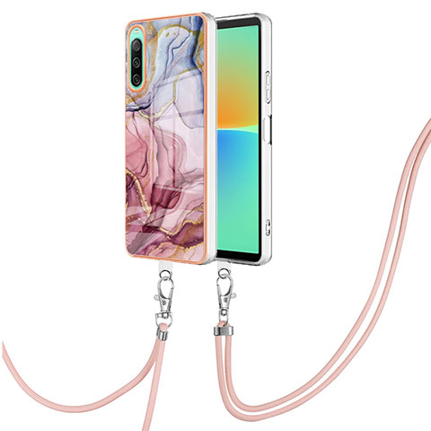 Funda Silicona Gel Goma Patron de Moda Carcasa con Acollador Cordon Lanyard YB7 para Sony Xperia 10 IV Multicolor