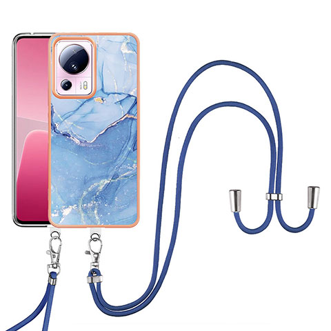 Funda Silicona Gel Goma Patron de Moda Carcasa con Acollador Cordon Lanyard YB7 para Xiaomi Civi 2 5G Azul