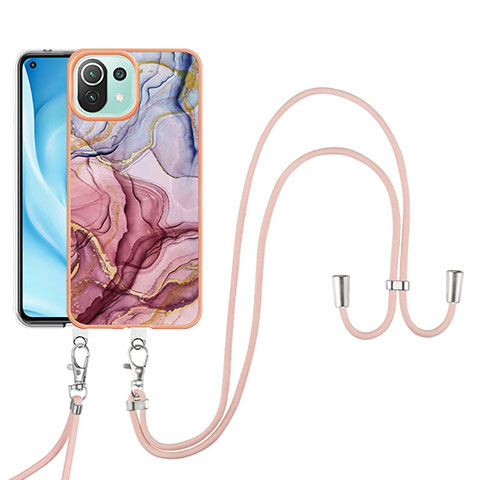 Funda Silicona Gel Goma Patron de Moda Carcasa con Acollador Cordon Lanyard YB7 para Xiaomi Mi 11 Lite 4G Multicolor