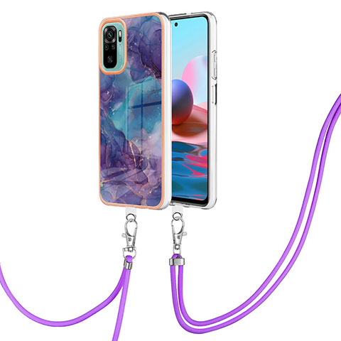 Funda Silicona Gel Goma Patron de Moda Carcasa con Acollador Cordon Lanyard YB7 para Xiaomi Redmi Note 11 SE India 4G Morado