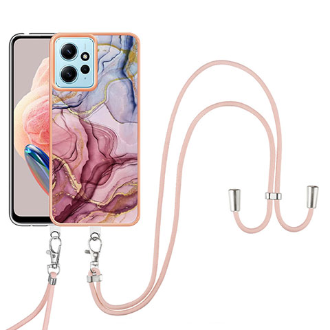 Funda Silicona Gel Goma Patron de Moda Carcasa con Acollador Cordon Lanyard YB7 para Xiaomi Redmi Note 12 4G Multicolor