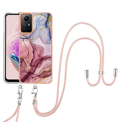 Funda Silicona Gel Goma Patron de Moda Carcasa con Acollador Cordon Lanyard YB7 para Xiaomi Redmi Note 12S Multicolor