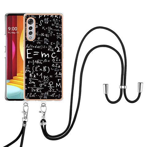 Funda Silicona Gel Goma Patron de Moda Carcasa con Acollador Cordon Lanyard YB8 para LG Velvet 4G Multicolor