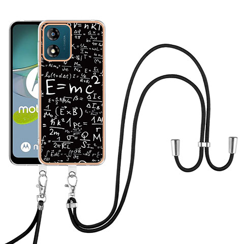 Funda Silicona Gel Goma Patron de Moda Carcasa con Acollador Cordon Lanyard YB8 para Motorola Moto E13 Multicolor