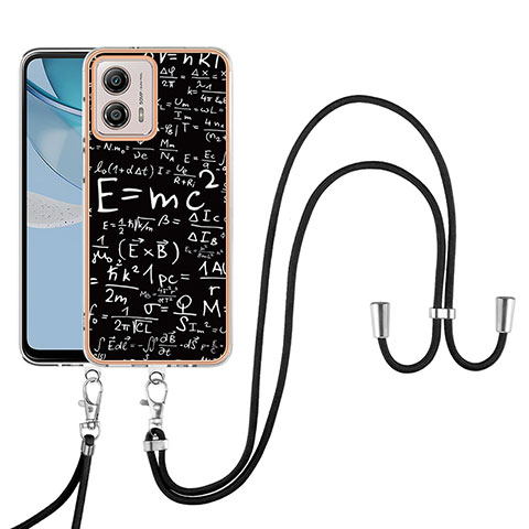 Funda Silicona Gel Goma Patron de Moda Carcasa con Acollador Cordon Lanyard YB8 para Motorola Moto G53 5G Multicolor