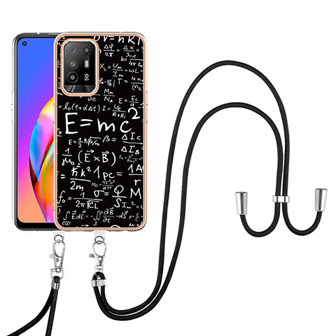 Funda Silicona Gel Goma Patron de Moda Carcasa con Acollador Cordon Lanyard YB8 para Oppo A95 5G Multicolor