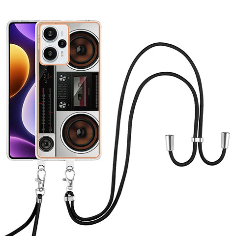 Funda Silicona Gel Goma Patron de Moda Carcasa con Acollador Cordon Lanyard YB8 para Xiaomi Poco F5 5G Vistoso